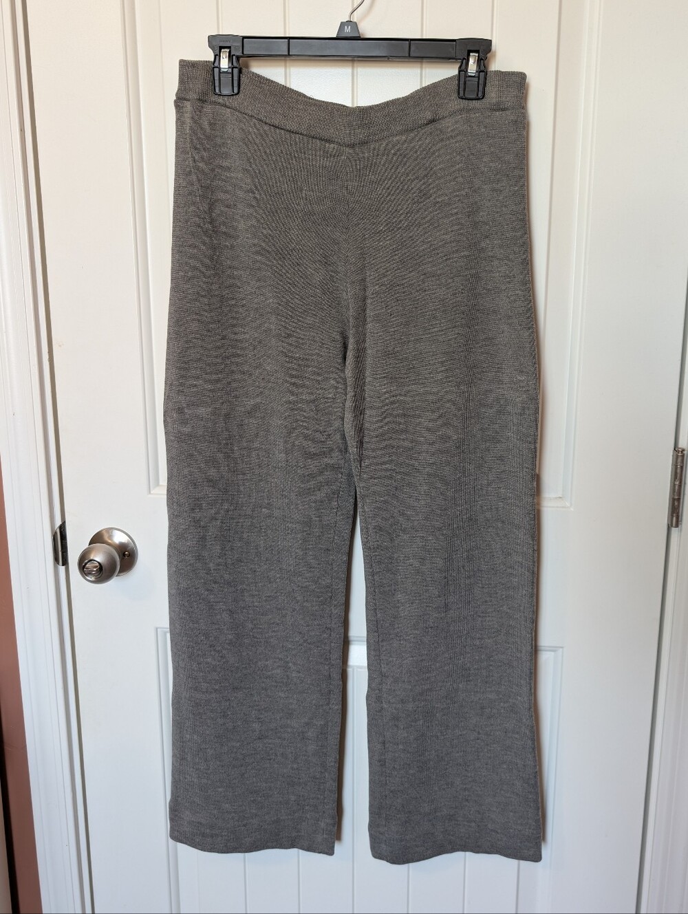 Eileen Fisher Merino Wool Knit Trousers Small Heathered Grey/Tan